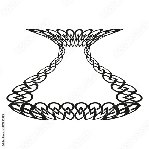 Abstract vase form. Circular shape buildup. Black ring structure. Vector symmetry.