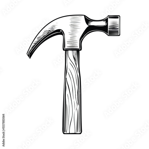 hammer line drawing featuring smooth sketch-style strokes in a refined black and white vector design.