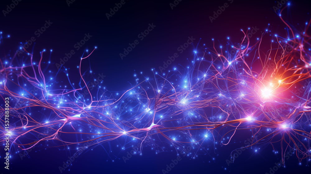 Obraz premium network lines glowing, digital brain made of light and connections