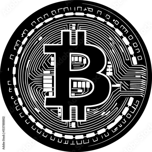 Bitcoin Black Silhouette Vector Illustration Design