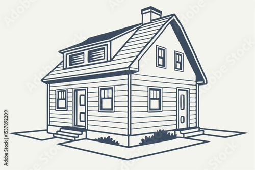 House 3d modern style rendering on white background.
