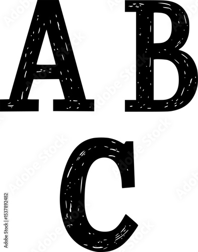 ABC Text Black Silhouette Vector Illustration Design