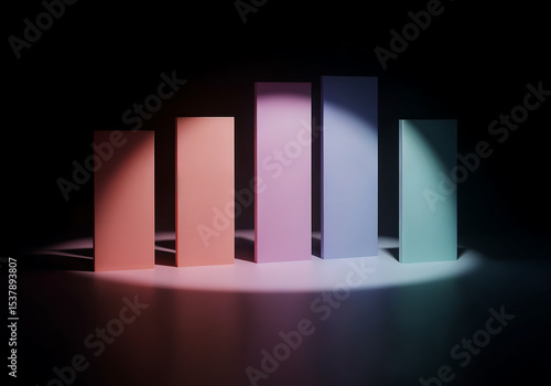 Minimalist Abstract Geometric Patterns with Pastel Gradients and 3D Textures