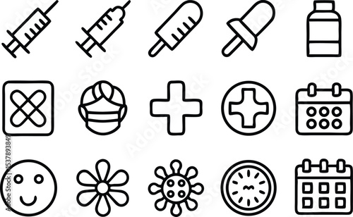 Seasonal vaccination icon set featuring a single vaccine icon isolated on transparent background