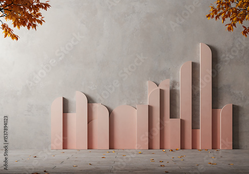 Minimalist Abstract Geometric Patterns with Pastel Gradients and 3D Textures