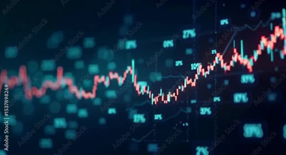 Analyzing Digital Stock Market Chart with Glowing Data Points Analyzing Digital Stock Market Chart with Glowing Data Points