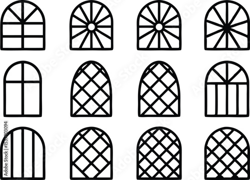 Outline trellis design icons a single icon set for architectural or gardening designs