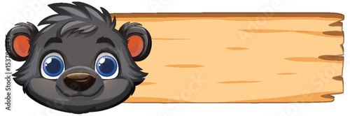 Cute Bear with Wooden Sign