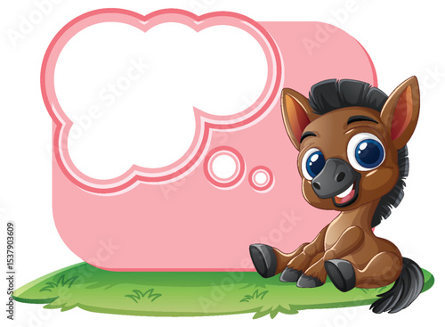 Cute Cartoon Horse with Thought Bubble