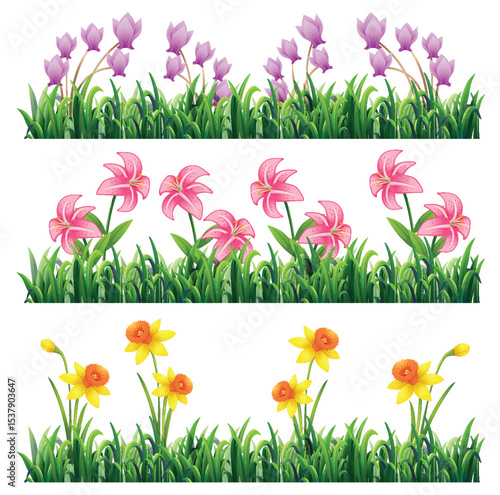Vibrant Floral Borders with Spring Flowers