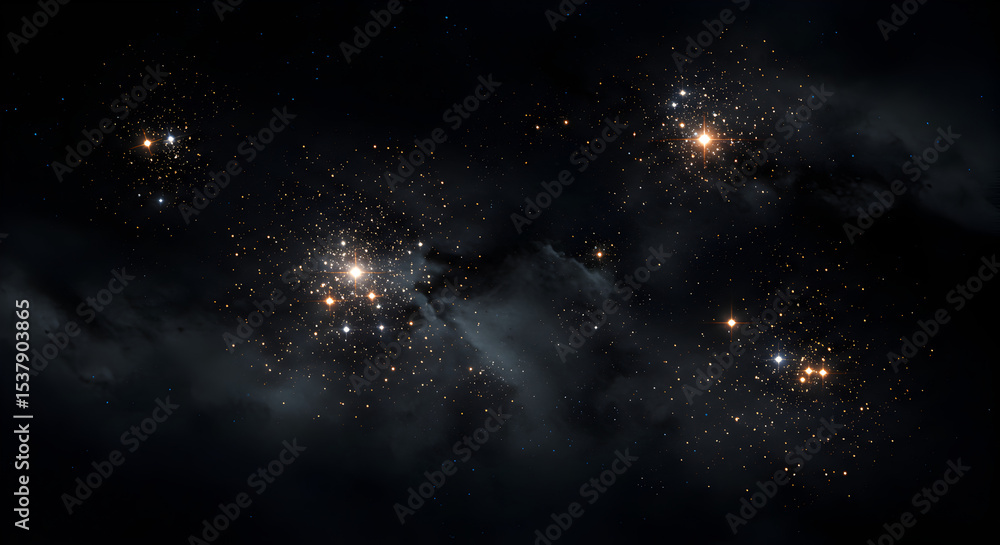 Naklejka premium Stunning celestial display of stars, nebulae, and cosmic dust against a dark backdrop