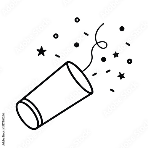 Colorful confetti cannon explosion festive party celebration vector graphic design