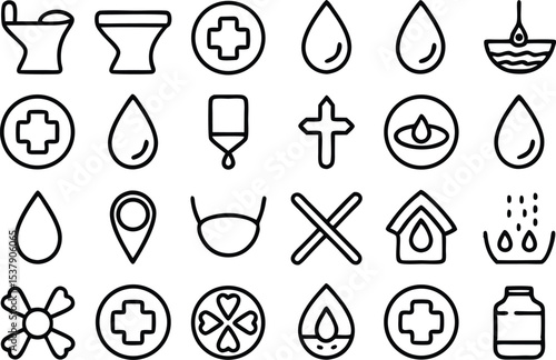Medical icon set urinary tract issues bladder pain and related illnesses