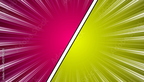 comic halftone style with zoom versus lines in background design.