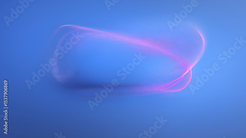 Dynamic Pink Luminous Lines on Blue Gradient Background