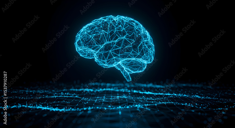 Digital Brain Illustration: Conceptual Art of Artificial Intelligence and Neural Networks Digital Brain Illustration: Conceptual Art of Artificial Intelligence and Neural Networks