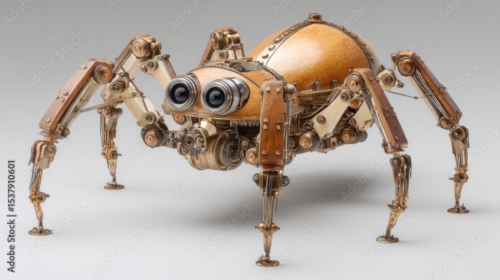 Fototapeta premium Steampunk spider robot illustration