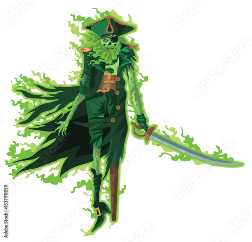 ghost zombie captain pirate with sword