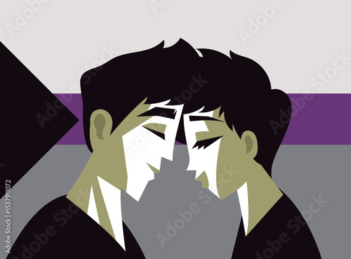 demisexual asexual proud couple with flag