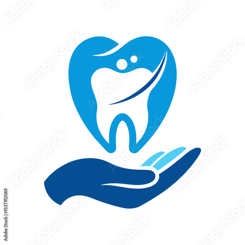 modern dental logo featuring a stylized blue toot