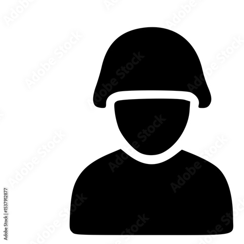 Silhouette Simple Soldier Icon Wearing Helmet Minimalist Illustration Design