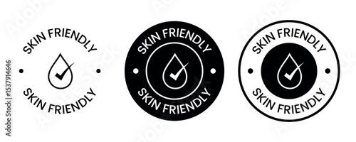 Hypoallergenic and Safe for Skin Logo – Skin Friendly Icon Set in Black, Blue, and Outline Variations