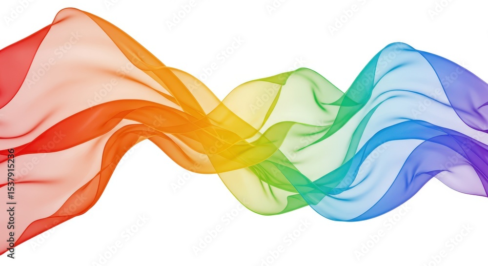 Fototapeta premium A flowing rainbow colored fabric isolated on white background