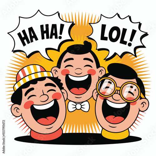 International Joke Day Funny Face Vector,Happy Joke Day Cartoon Smile Design,Laughing Face Icon