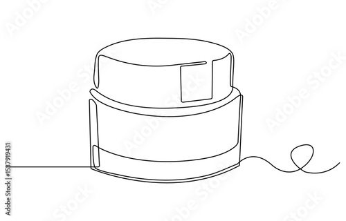 Cream, Moisturizer continuous line art, Continuous one line drawing of cosmetic cream tube. Skin care cream in single line draw illustration. Editable stroke, A single line drawing of a cream tube.