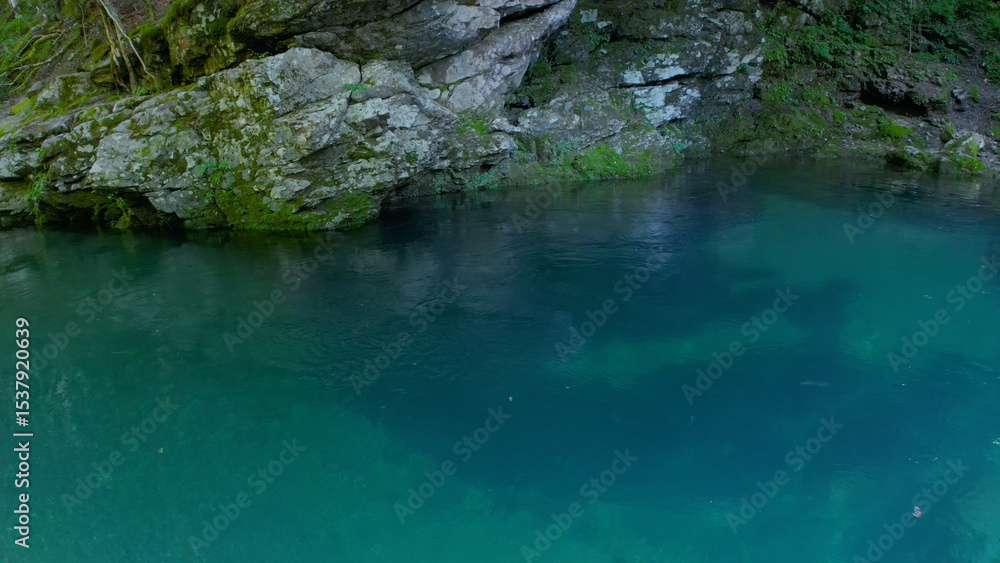 Fototapeta premium みたらい渓谷（奈良,ドローン空撮,日本）