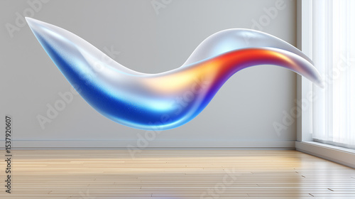 Flowing Abstract Form with Gradient Colors in Modern Room