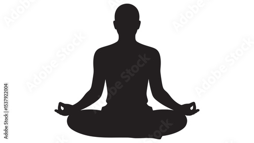 Silhouette of a Person in Lotus Position Meditation, Yoga, Mindfulness Icon