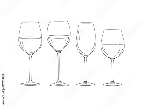 glass of wine outline drawing