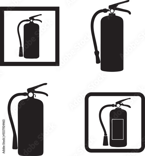 Fire Extinguisher Icon Black Silhouette Vector

