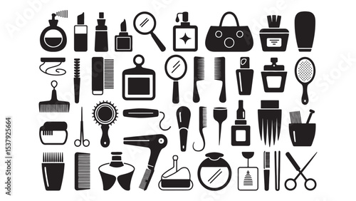 Extensive Collection of Beauty and Hair Salon Icons EPS Vector Graphics
