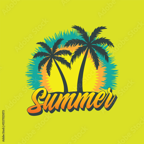 Wallpaper Mural Summer time emblem or logo or label or t-shirt vector image Torontodigital.ca