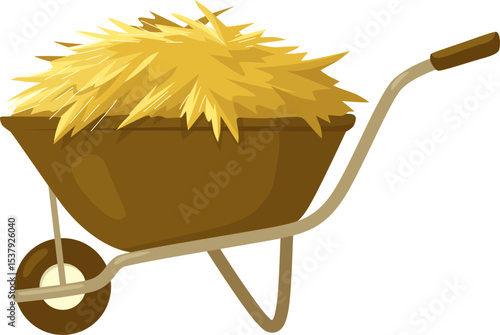 Wheelbarrow with Hay Illustration

