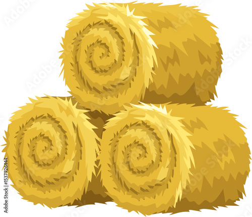 Rolled Hay Bales Stack Illustration

