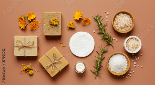 Wallpaper Mural Flat Lay Of Various Organic Skincare And Beauty Products For Mockup Torontodigital.ca