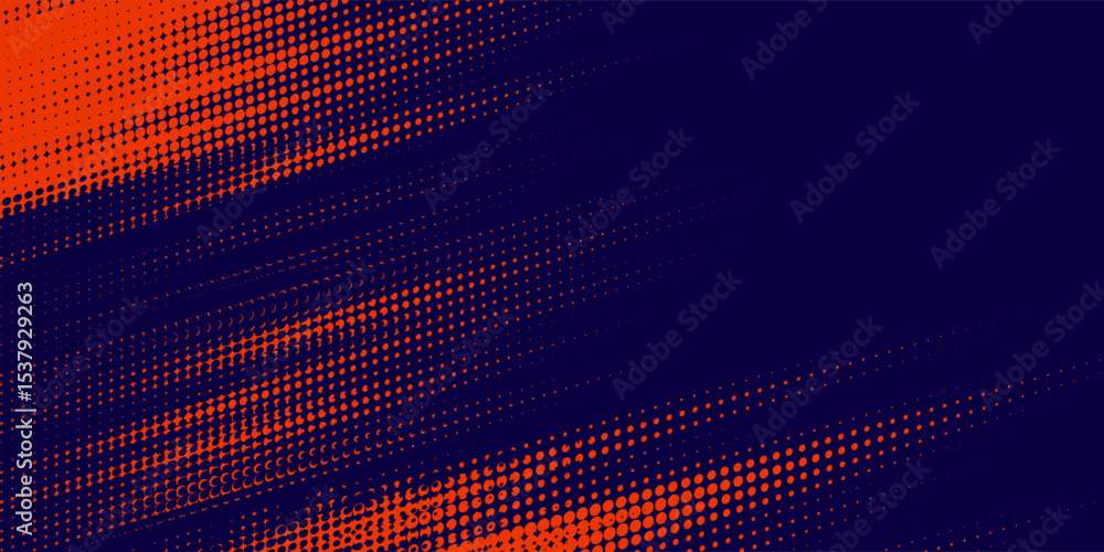 Fototapeta premium Abstract speed lines style orange color halftone banner design template. Vector illustration.