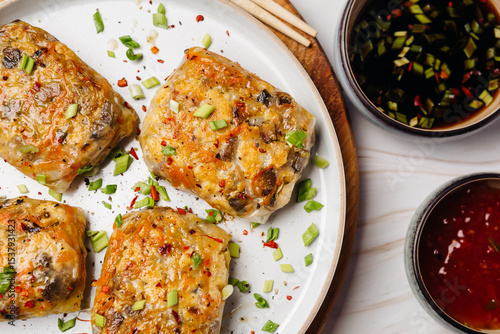 making rice paper dumplings and fillings at home