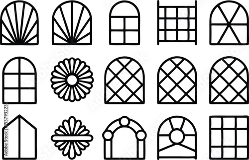 Outline trellis design icons set a single high quality icon for garden home decor or architectural projects