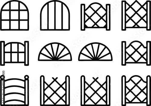 Outline trellis design icons set a single high resolution icon for gardening architecture or landscaping projects