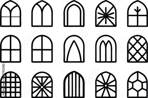 Outline trellis design icons set a single high quality icon for garden home decor or architectural projects