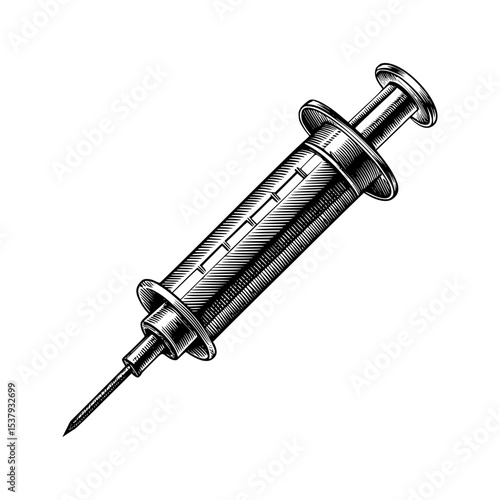 Vintage syringe engraving vector illustration