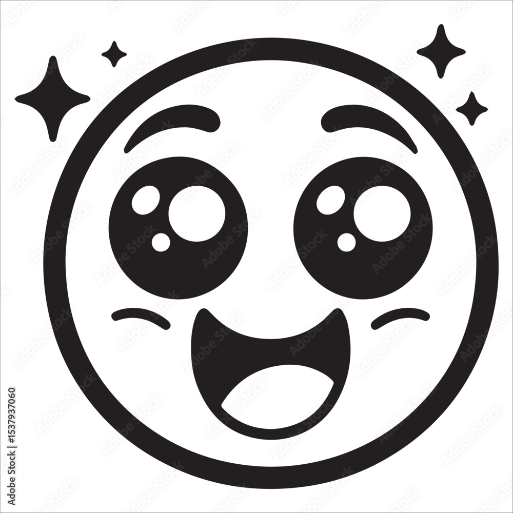 Fototapeta premium Cheerful Cartoon Face with Expressive Eyes Vector