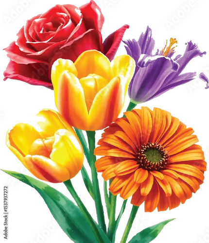 bouquet of colorful tulips