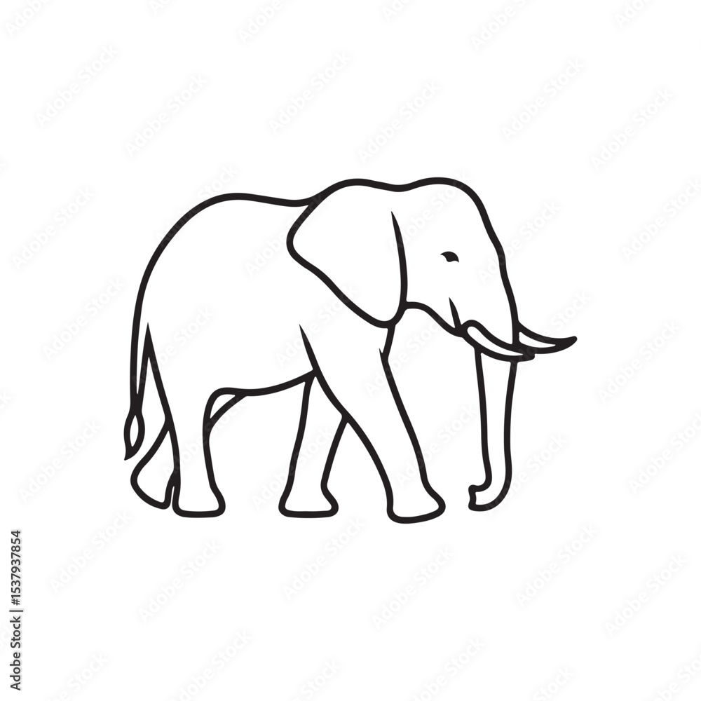 Obraz premium An elephant outline vector illustration on white background