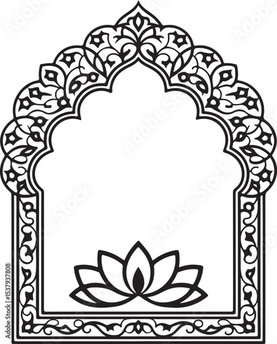 Islamic Tazhib Eslimi Text Box Frame – Iranian Arabic Ornamental Vector Design in Black