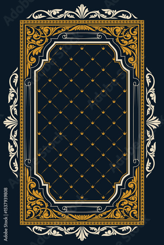 Decorative ornate retro floral blank frame template